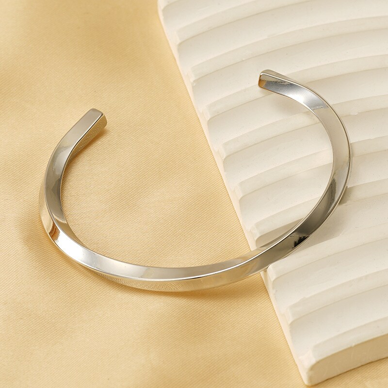 1 Piece Simple Series Simple Stainless Steel 18K Gold Color Plated Unisex Bangles h5 